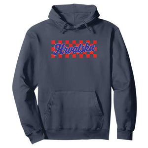 Hrvatska Hoodie Checkered Retro Croatia Zagreb Croatian TS10 Navy Print Your Wear