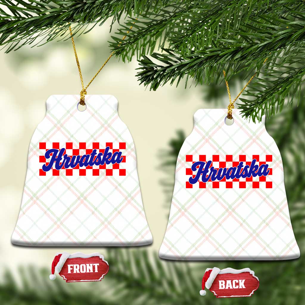 Hrvatska Ceramic Ornament Checkered Retro Croatia Zagreb Croatian TS10 Print Your Wear