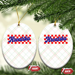 Hrvatska Ceramic Ornament Checkered Retro Croatia Zagreb Croatian TS10 Print Your Wear