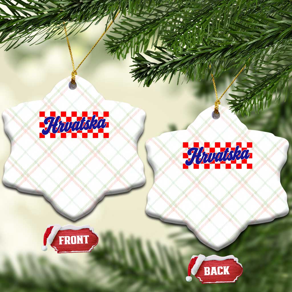 Hrvatska Ceramic Ornament Checkered Retro Croatia Zagreb Croatian TS10 Print Your Wear