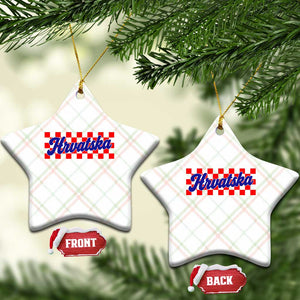 Hrvatska Ceramic Ornament Checkered Retro Croatia Zagreb Croatian TS10 Print Your Wear