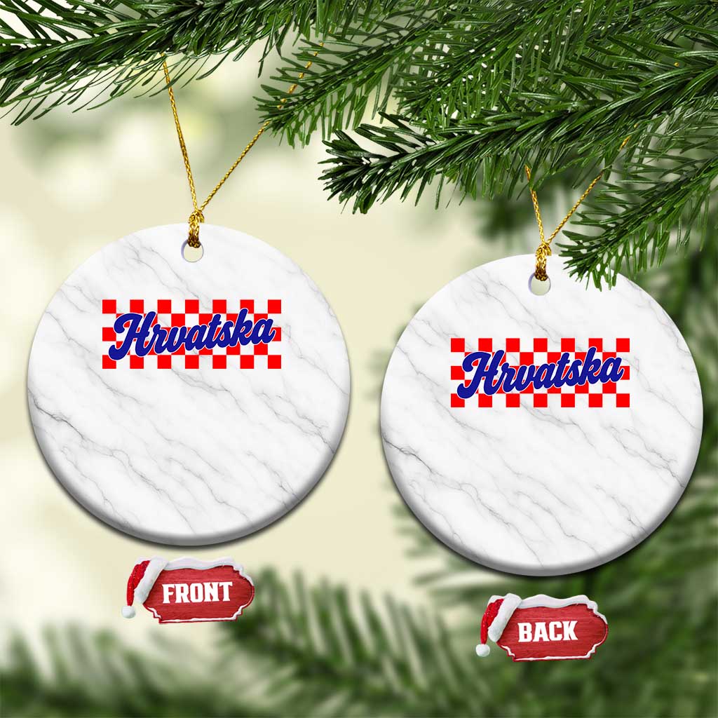 Hrvatska Ceramic Ornament Checkered Retro Croatia Zagreb Croatian TS10 1pc White Marble Print Your Wear
