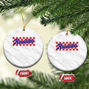 Hrvatska Ceramic Ornament Checkered Retro Croatia Zagreb Croatian TS10 1pc White Marble Print Your Wear