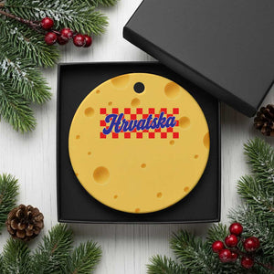 Hrvatska Ceramic Ornament Checkered Retro Croatia Zagreb Croatian TS10 1pc Yellow Cheese Print Your Wear