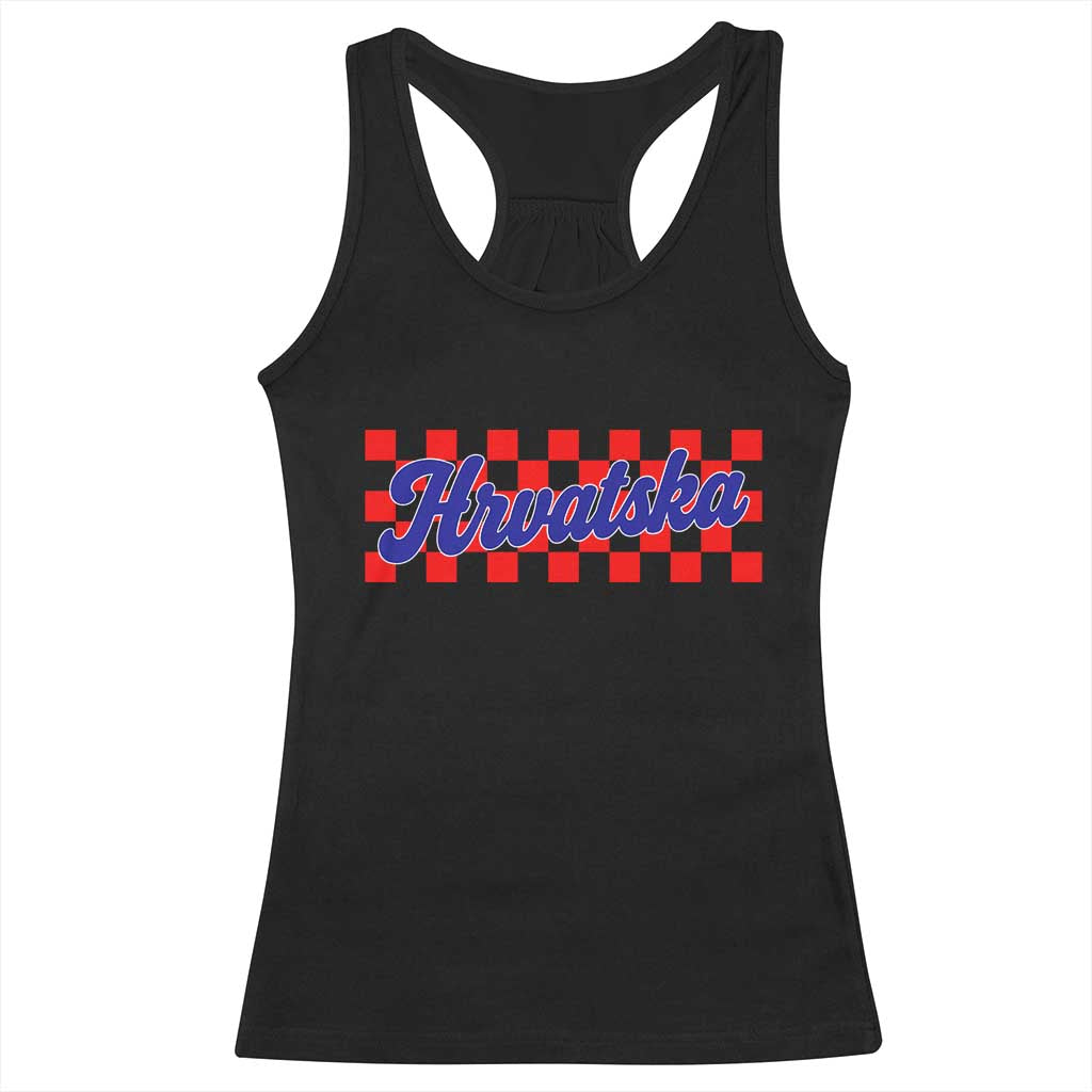 Hrvatska Racerback Tank Top Checkered Retro Croatia Zagreb Croatian TS10 Black Print Your Wear