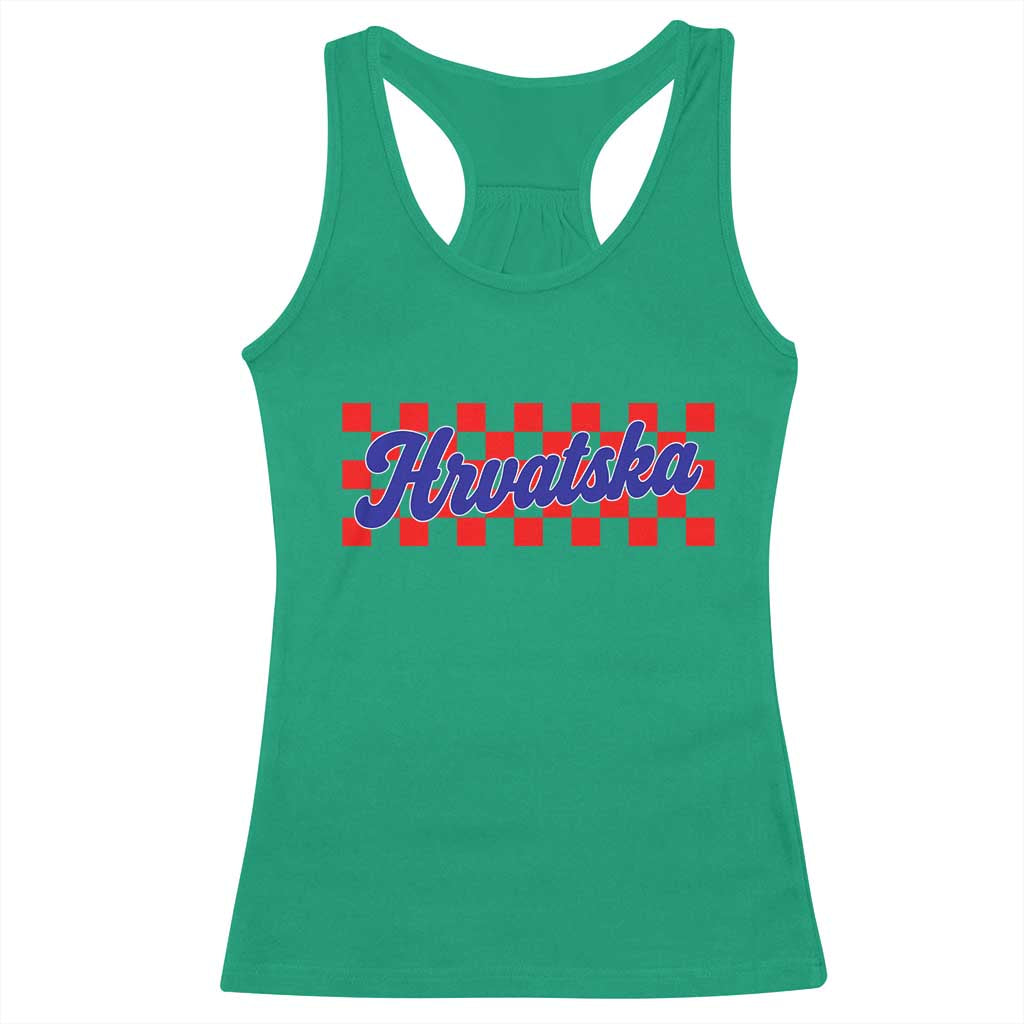 Hrvatska Racerback Tank Top Checkered Retro Croatia Zagreb Croatian TS10 Irish Green Print Your Wear