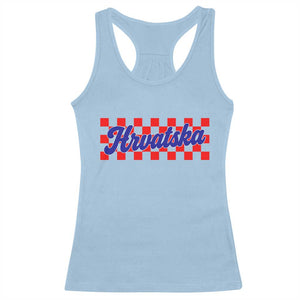 Hrvatska Racerback Tank Top Checkered Retro Croatia Zagreb Croatian TS10 Light Blue Print Your Wear