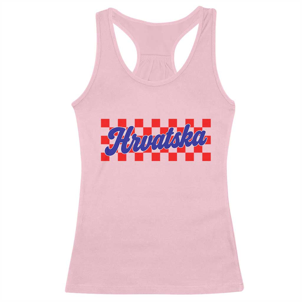 Hrvatska Racerback Tank Top Checkered Retro Croatia Zagreb Croatian TS10 Light Pink Print Your Wear