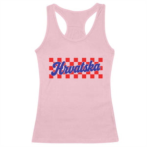Hrvatska Racerback Tank Top Checkered Retro Croatia Zagreb Croatian TS10 Light Pink Print Your Wear