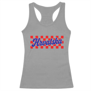 Hrvatska Racerback Tank Top Checkered Retro Croatia Zagreb Croatian TS10 Sport Gray Print Your Wear