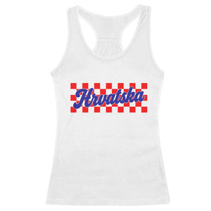 Hrvatska Racerback Tank Top Checkered Retro Croatia Zagreb Croatian TS10 White Print Your Wear