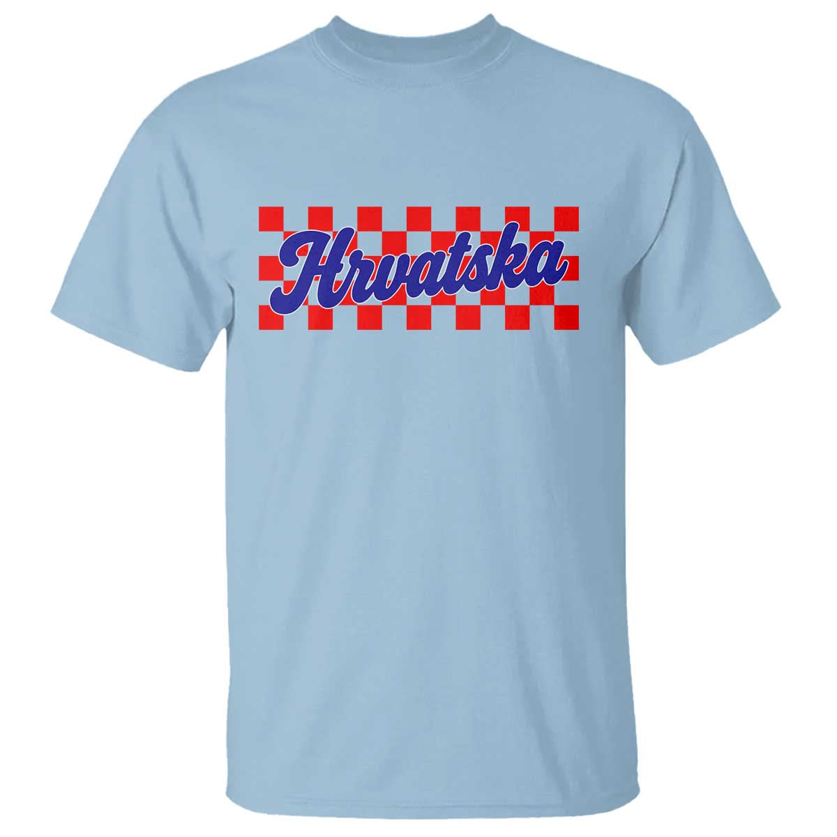 Hrvatska T Shirt Checkered Retro Croatia Zagreb Croatian TS10 Light Blue Print Your Wear