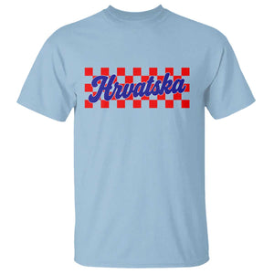 Hrvatska T Shirt Checkered Retro Croatia Zagreb Croatian TS10 Light Blue Print Your Wear