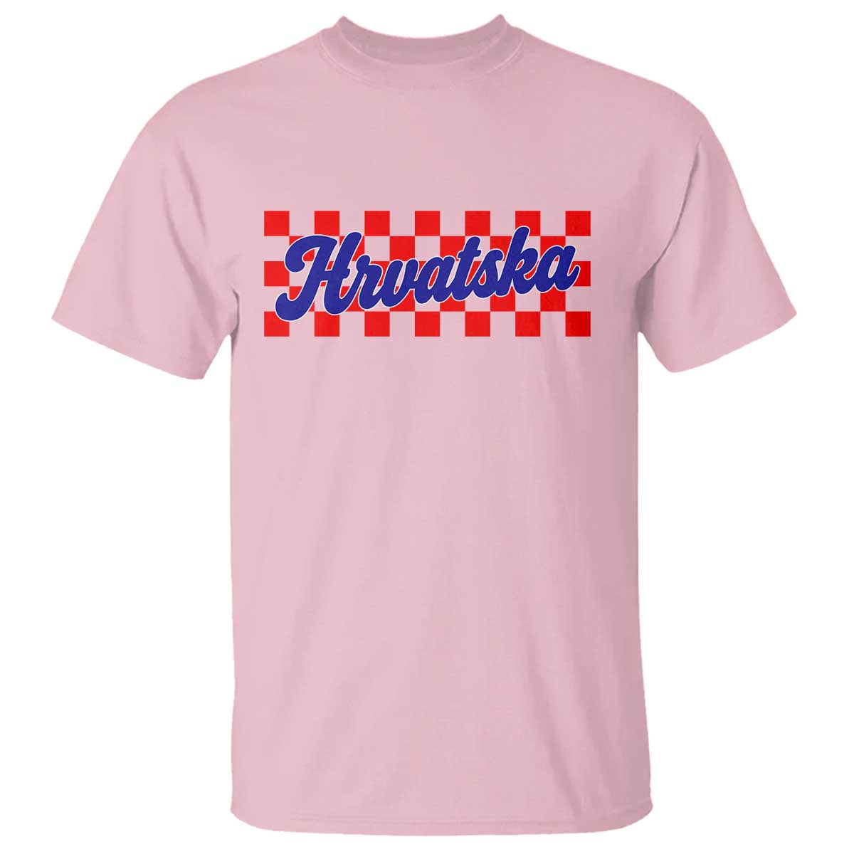 Hrvatska T Shirt Checkered Retro Croatia Zagreb Croatian TS10 Light Pink Print Your Wear