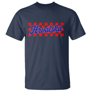 Hrvatska T Shirt Checkered Retro Croatia Zagreb Croatian TS10 Navy Print Your Wear