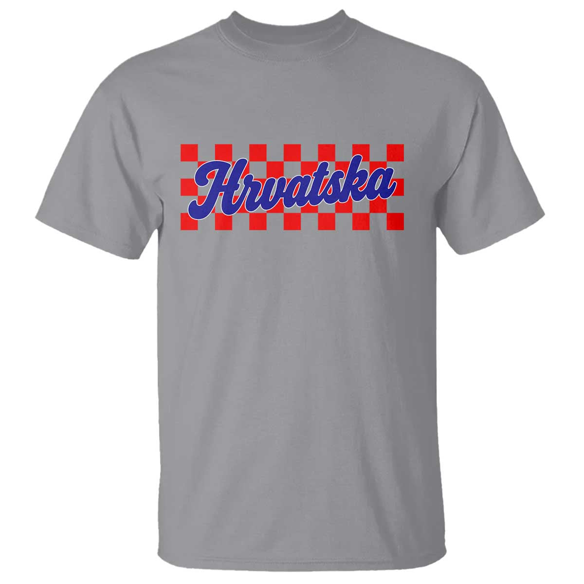 Hrvatska T Shirt Checkered Retro Croatia Zagreb Croatian TS10 Sport Gray Print Your Wear