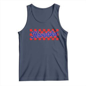 Hrvatska Tank Top Checkered Retro Croatia Zagreb Croatian TS10 Navy Print Your Wear
