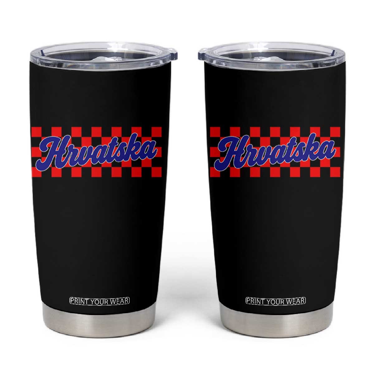 Hrvatska Tumbler Cup Checkered Retro Croatia Zagreb Croatian TS10 Black Print Your Wear