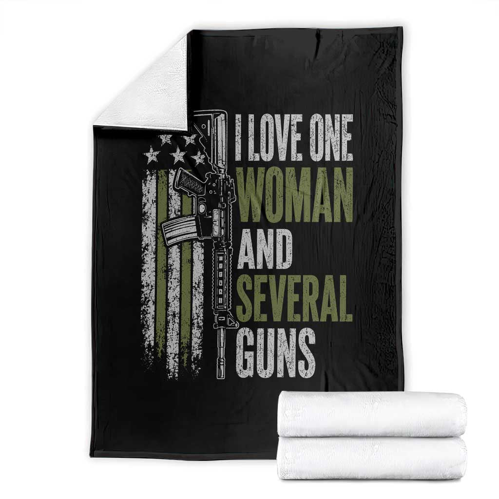 I Love One Woman And Several Guns Throw Blanket Vintage American Flag Funny Husband Gun Lover TS10 Black Print Your Wear