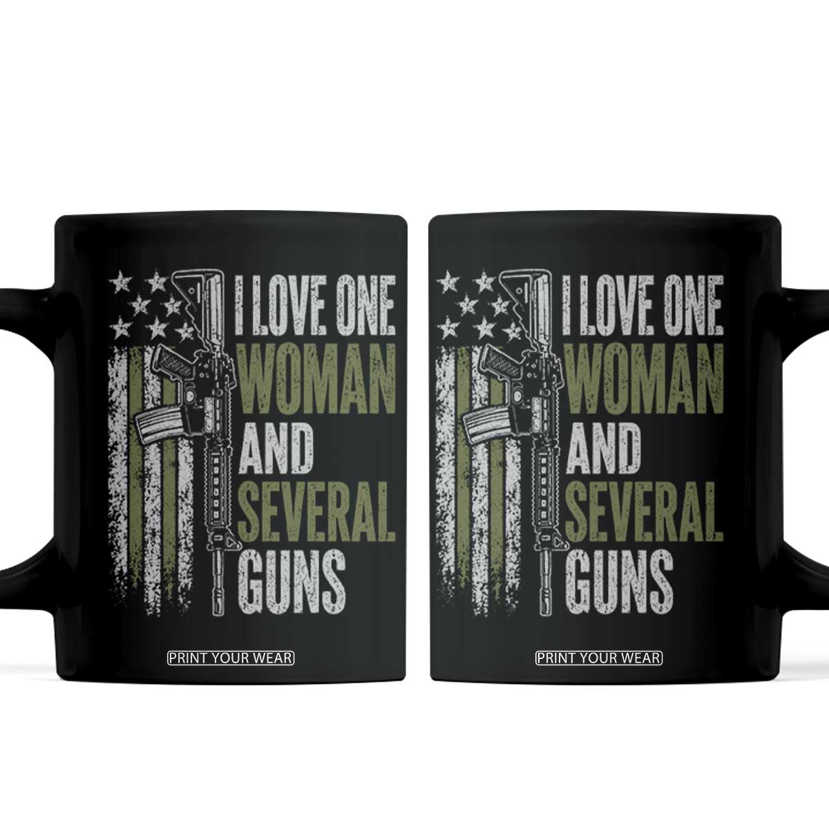 I Love One Woman And Several Guns Coffee Mug Vintage American Flag Funny Husband Gun Lover TS10 Black Print Your Wear