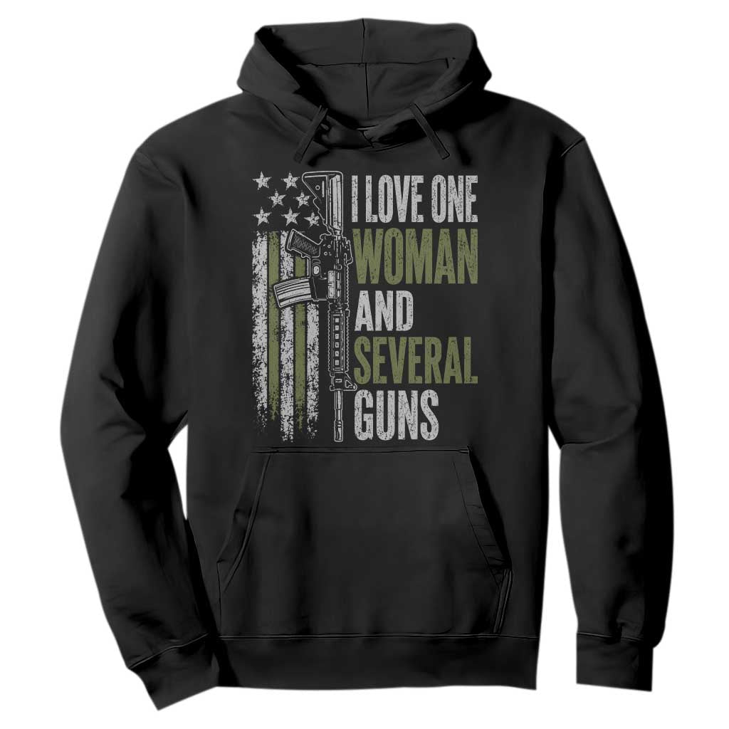 I Love One Woman And Several Guns Hoodie Vintage American Flag Funny Husband Gun Lover TS10 Black Print Your Wear