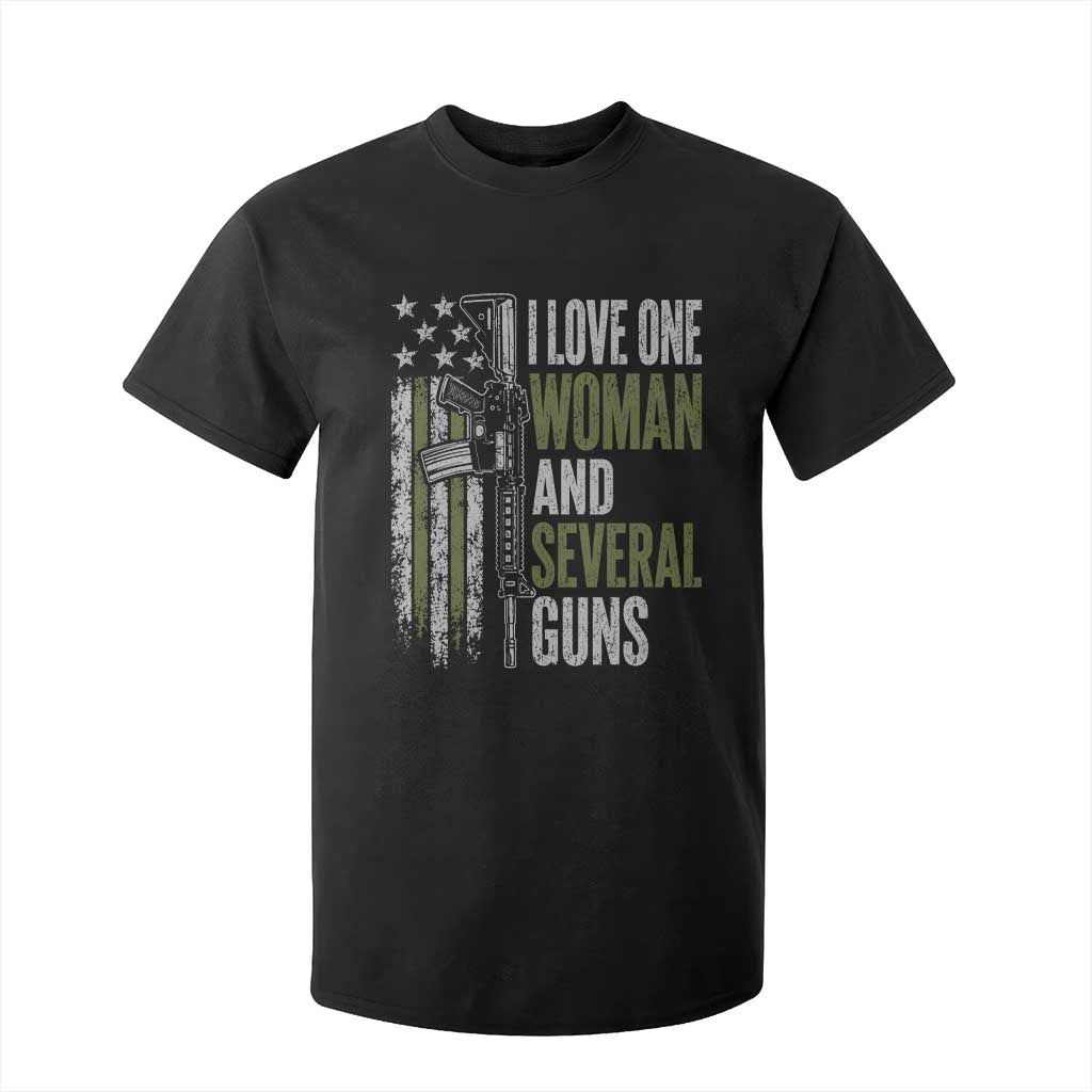 I Love One Woman And Several Guns T Shirt For Kid Vintage American Flag Funny Husband Gun Lover TS10 Black Print Your Wear