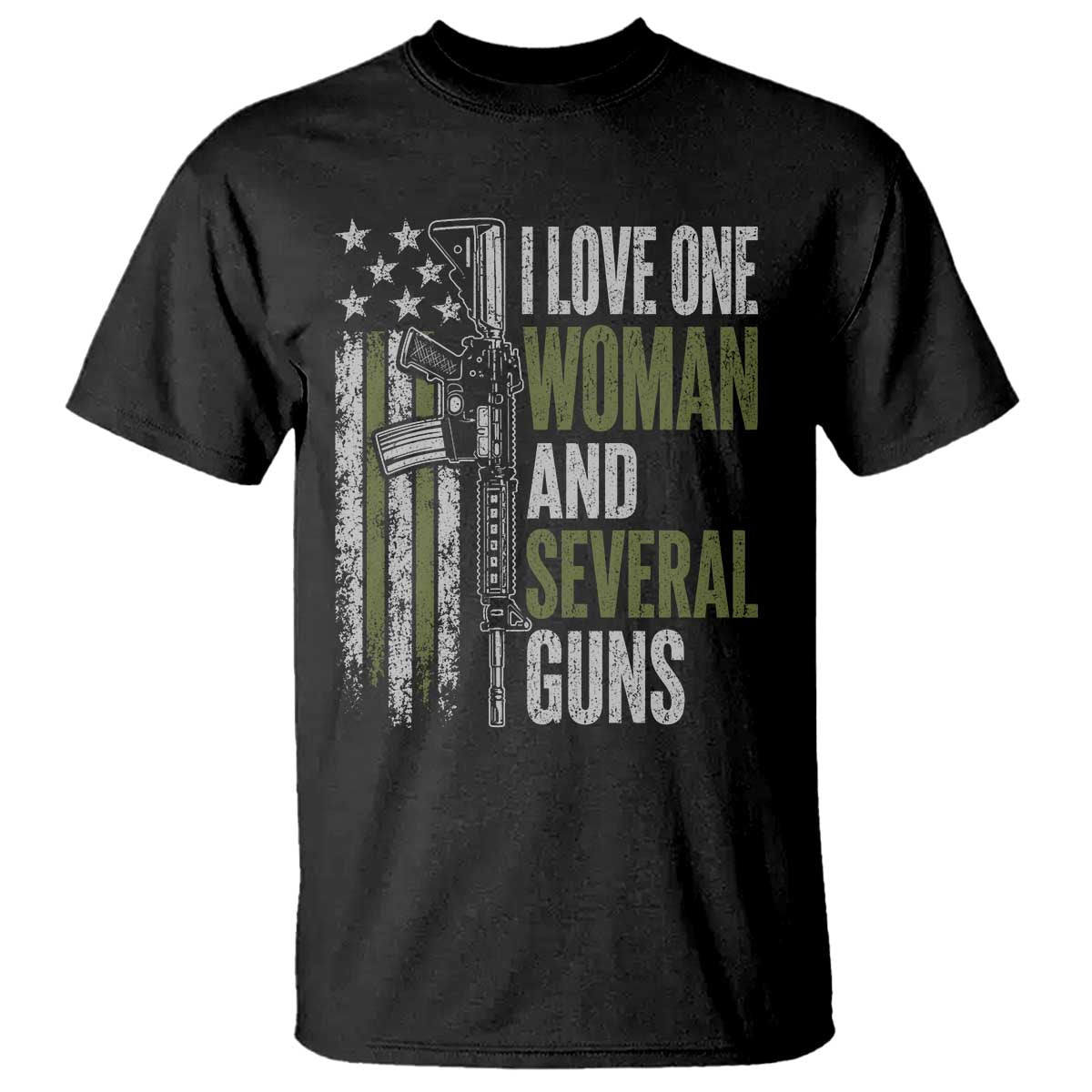 I Love One Woman And Several Guns T Shirt Vintage American Flag Funny Husband Gun Lover TS10 Black Print Your Wear