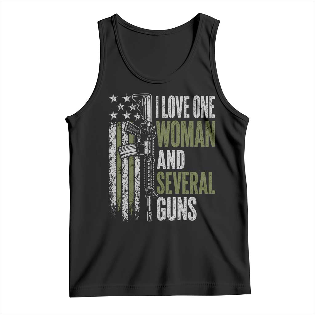 I Love One Woman And Several Guns Tank Top Vintage American Flag Funny Husband Gun Lover TS10 Black Print Your Wear