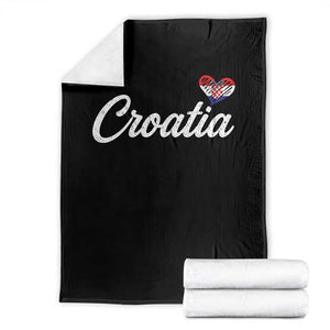 Croatia Throw Blanket Hrvatska Simple Love Croatian Flag Heart TS10 Black Print Your Wear