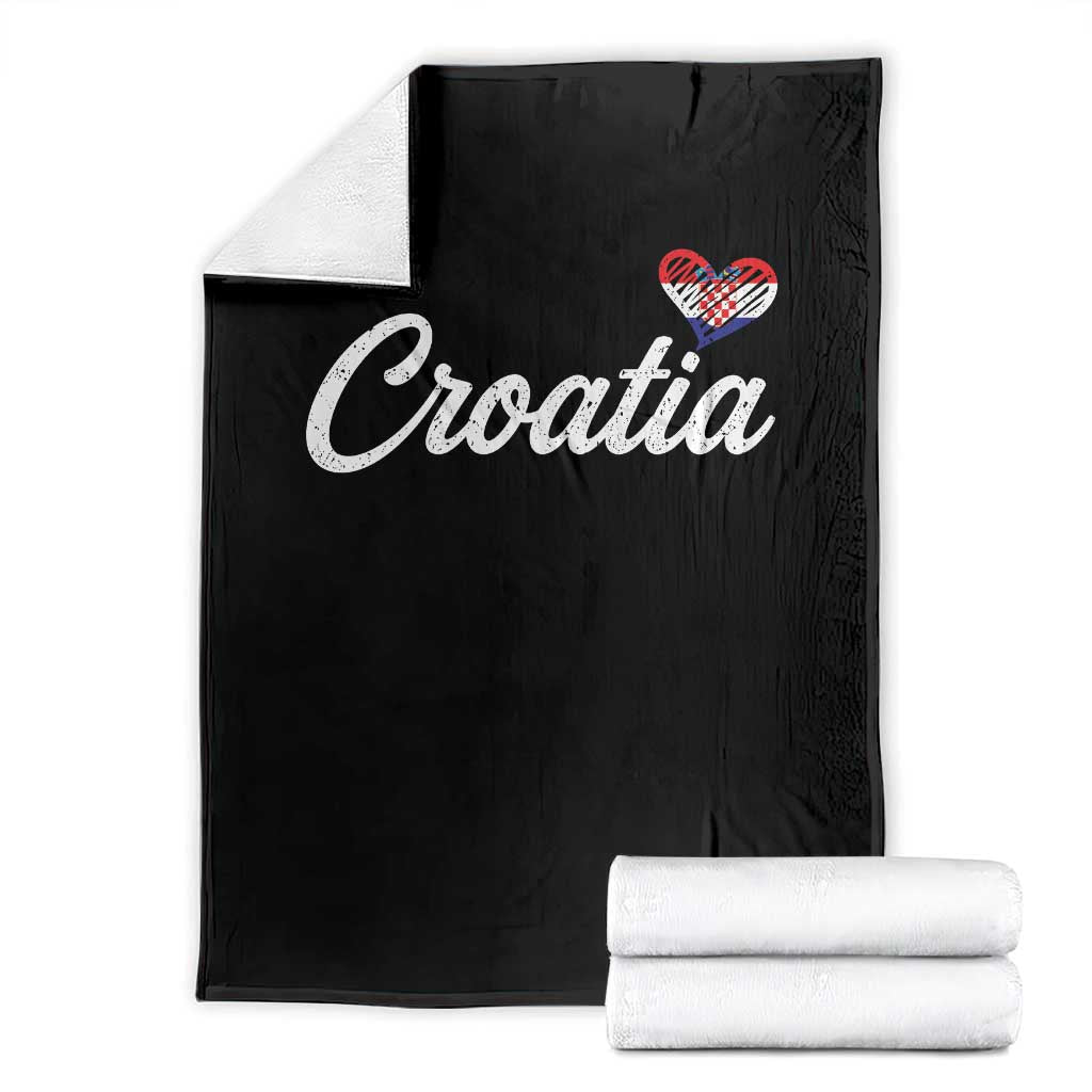 Croatia Throw Blanket Hrvatska Simple Love Croatian Flag Heart TS10 Black Print Your Wear