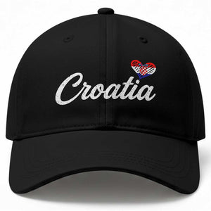 Croatia Baseball Cap Hrvatska Simple Love Croatian Flag Heart TS10 Print Your Wear