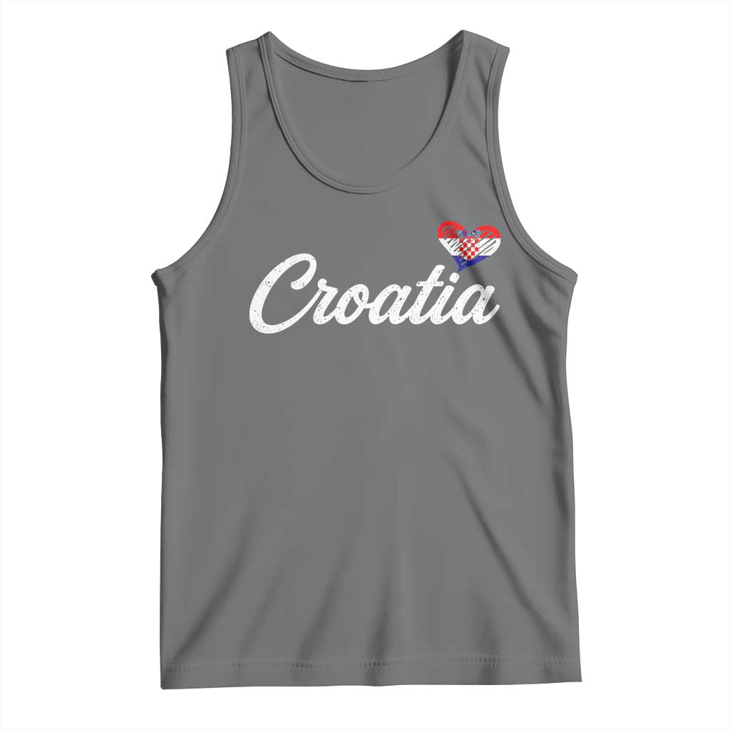 Croatia Tank Top Hrvatska Simple Love Croatian Flag Heart TS10 Black Heather Print Your Wear