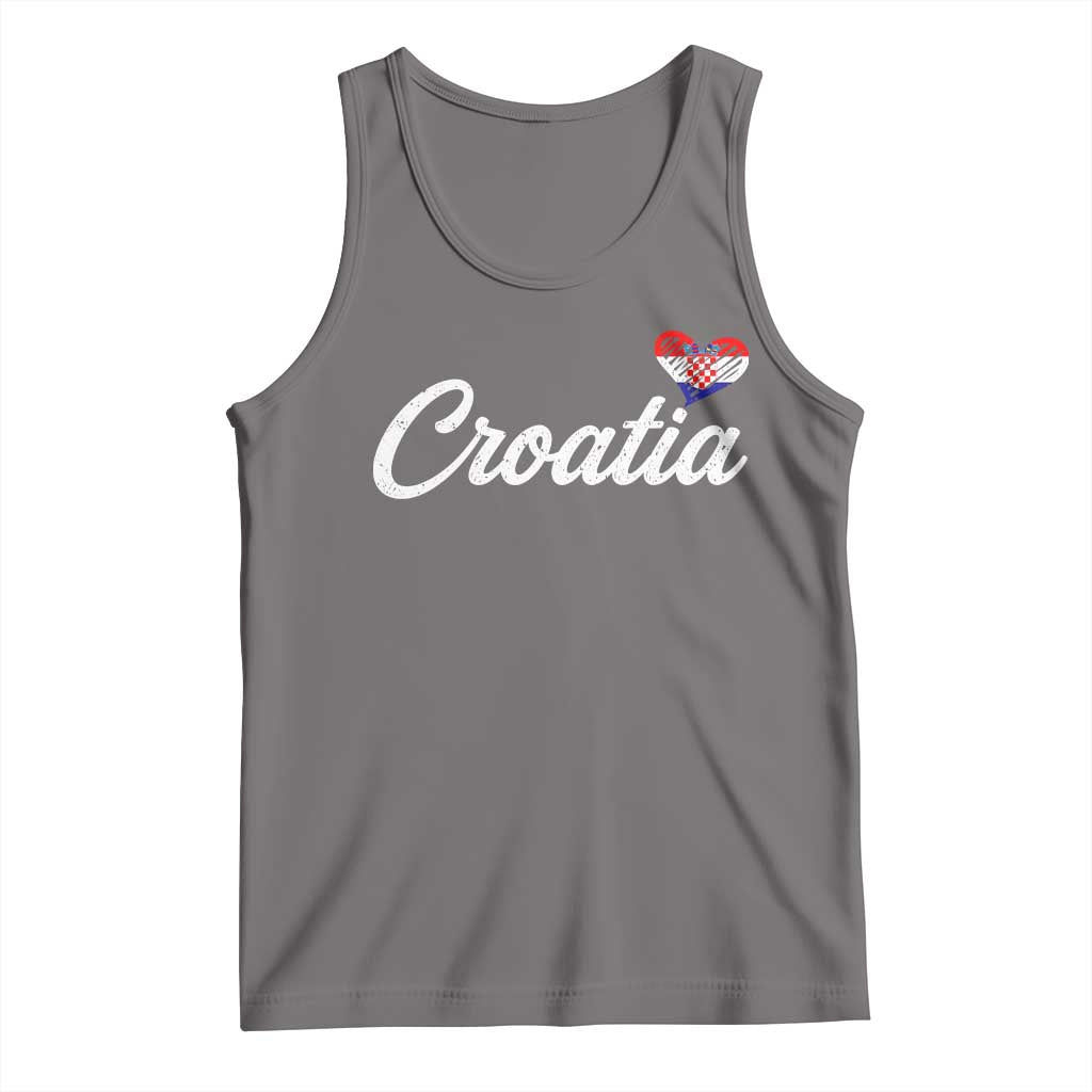 Croatia Tank Top Hrvatska Simple Love Croatian Flag Heart TS10 Deep Heather Print Your Wear