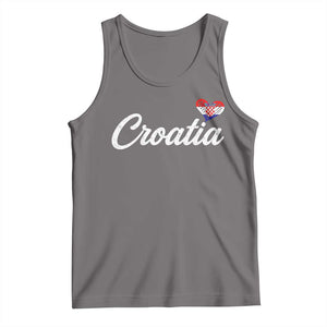 Croatia Tank Top Hrvatska Simple Love Croatian Flag Heart TS10 Deep Heather Print Your Wear
