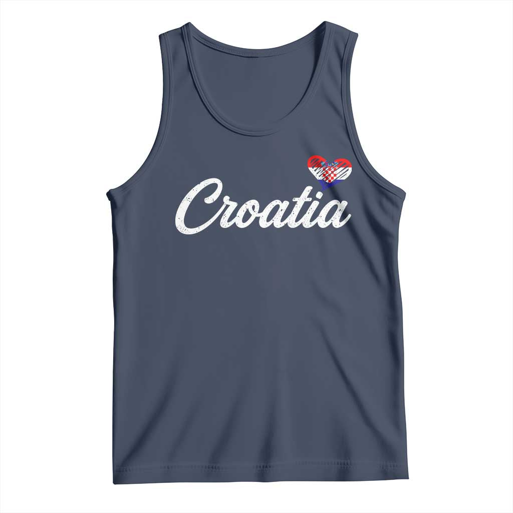 Croatia Tank Top Hrvatska Simple Love Croatian Flag Heart TS10 Navy Print Your Wear