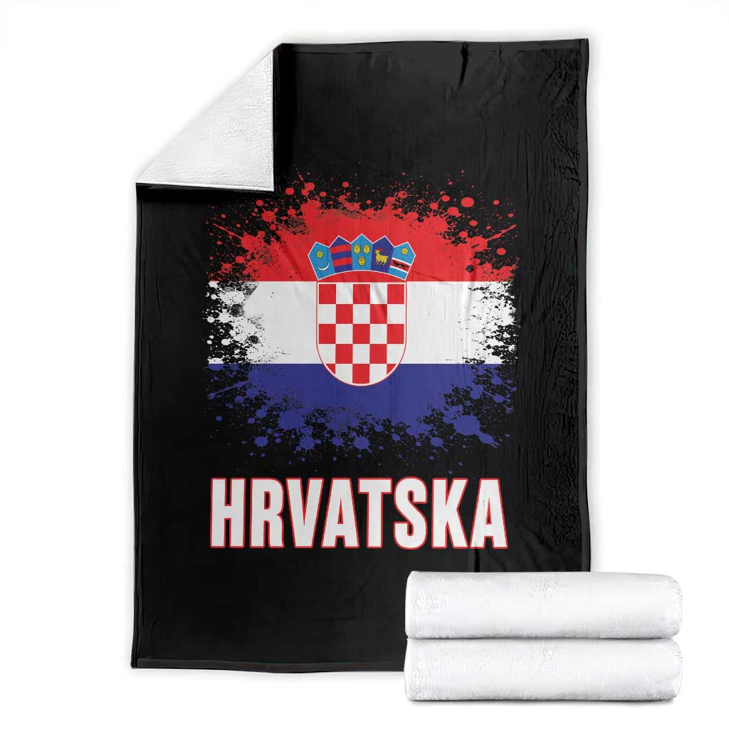 Hrvatska Throw Blanket Retro Vintage Watercolors Sport Croatia Croatian Flag TS10 Black Print Your Wear