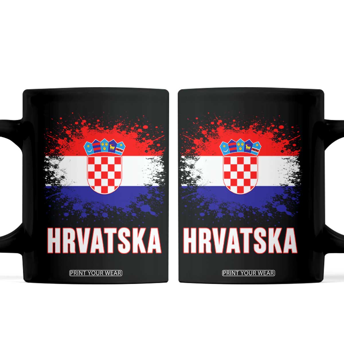 Hrvatska Coffee Mug Retro Vintage Watercolors Sport Croatia Croatian Flag TS10 Black Print Your Wear