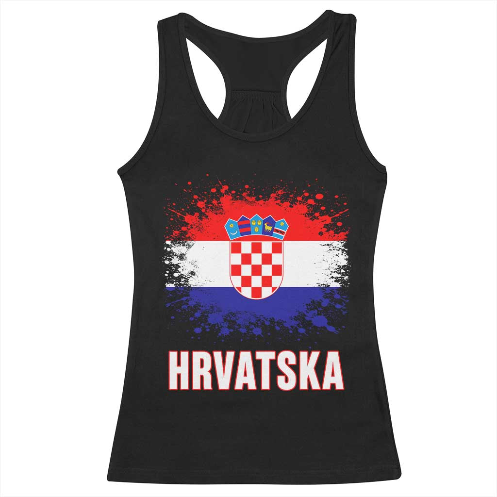 Hrvatska Racerback Tank Top Retro Vintage Watercolors Sport Croatia Croatian Flag TS10 Black Print Your Wear