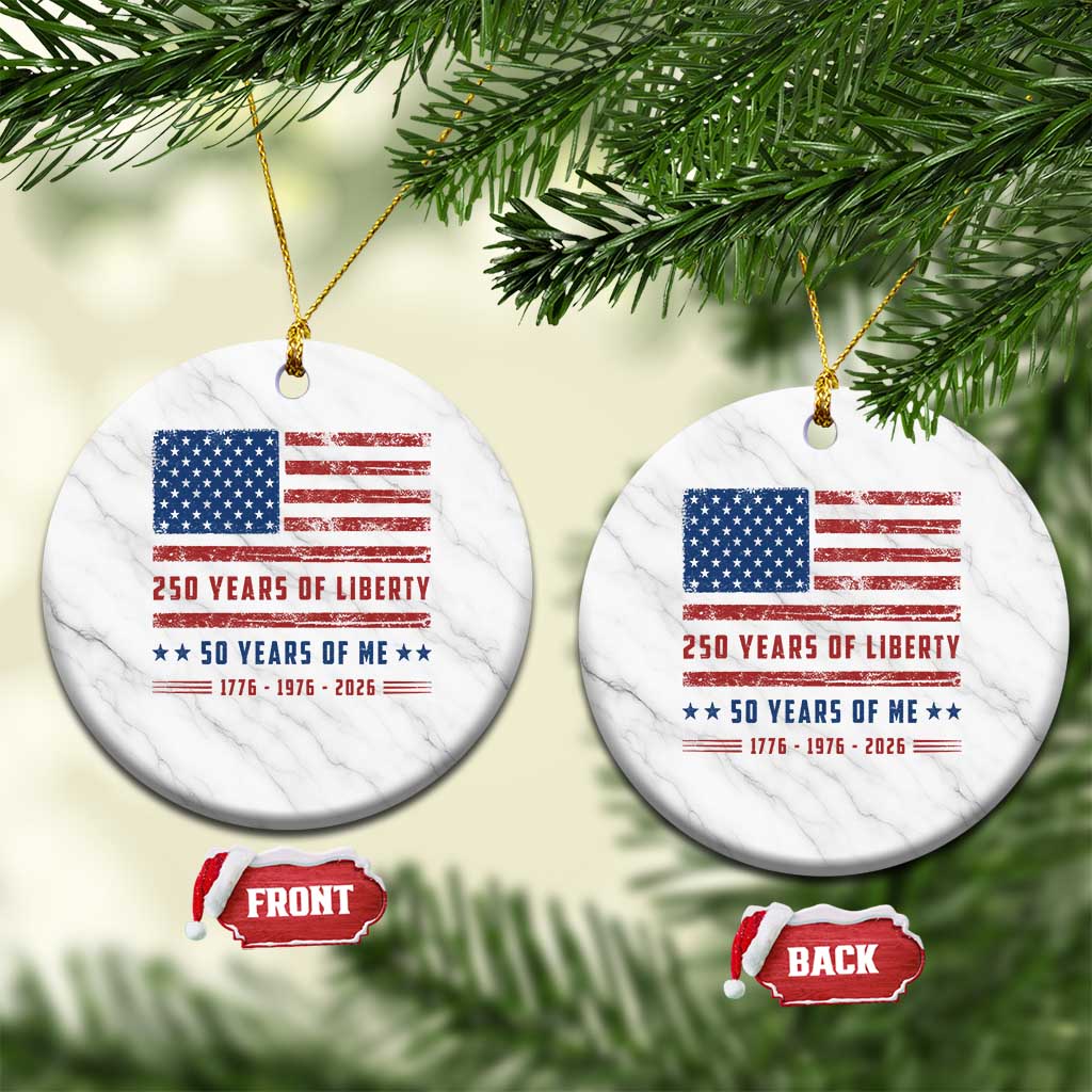 Patriotic 50th Birthday USA 250th Anniversary Ceramic Ornament 250 Years of Liberty 1976 50 Year Old Gift TS10 1pc White Marble Print Your Wear