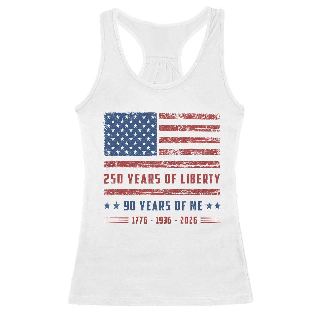 Patriotic 90th Birthday USA 250th Anniversary Racerback Tank Top 250 Years of Liberty 1936 90 Year Old Gift TS10 White Print Your Wear