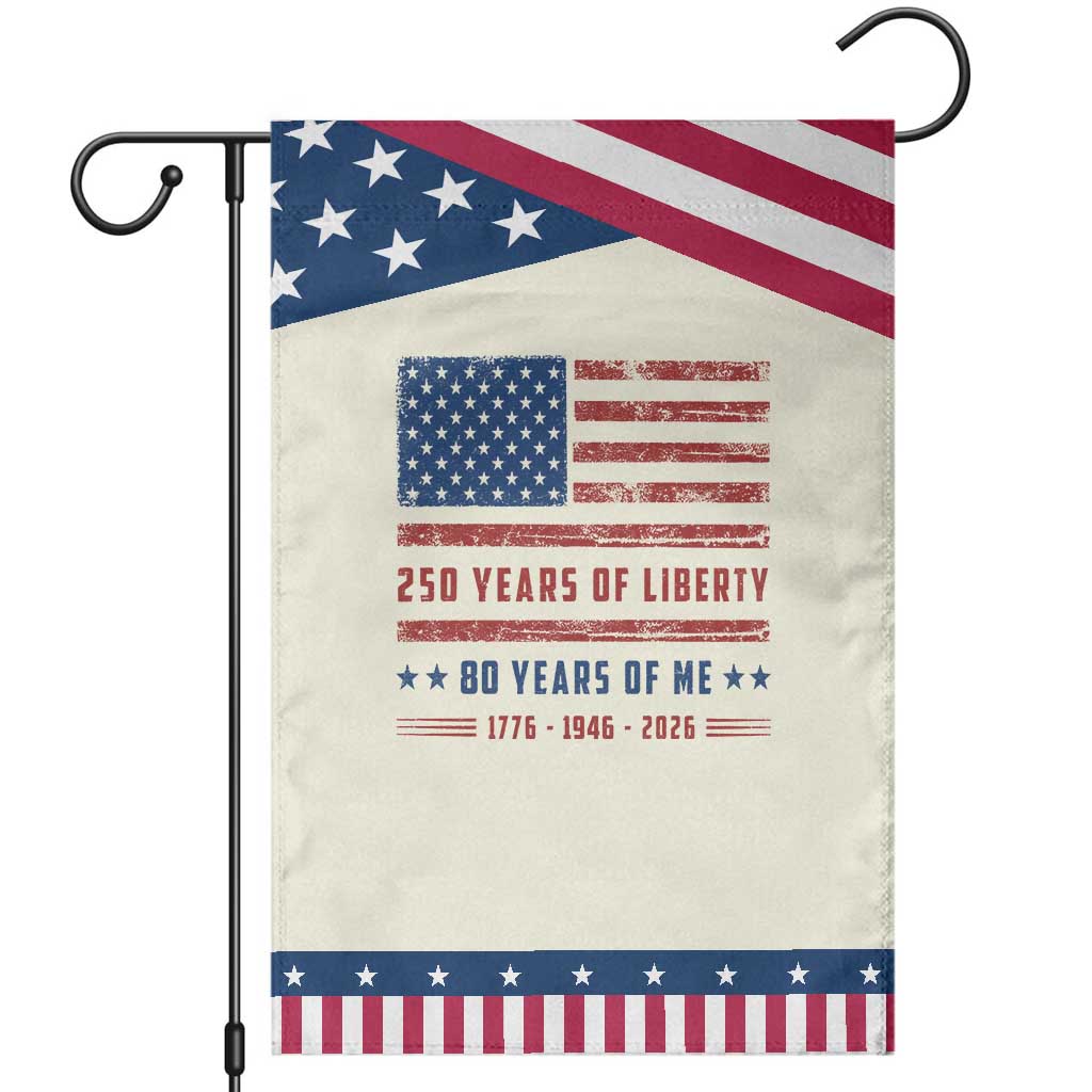 80th Birthday USA 250th Anniversary Patriotic Garden Flag 250 Years of Liberty 1946 80 Year Old Gift TS10 Modern Beige Blue Print Your Wear