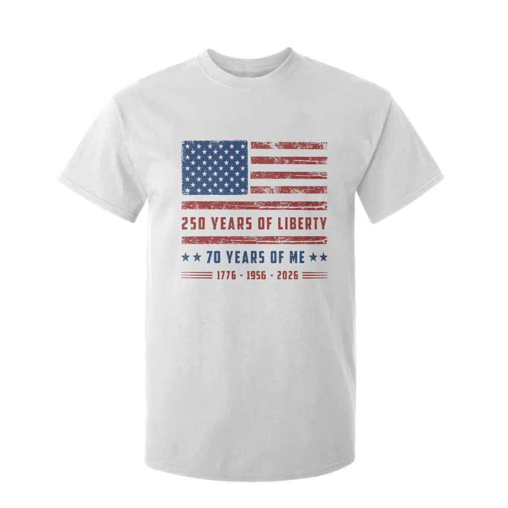Patriotic 70th Birthday USA 250th Anniversary T Shirt For Kid 250 Years of Liberty 1956 70 Year Old Gift TS10 White Print Your Wear