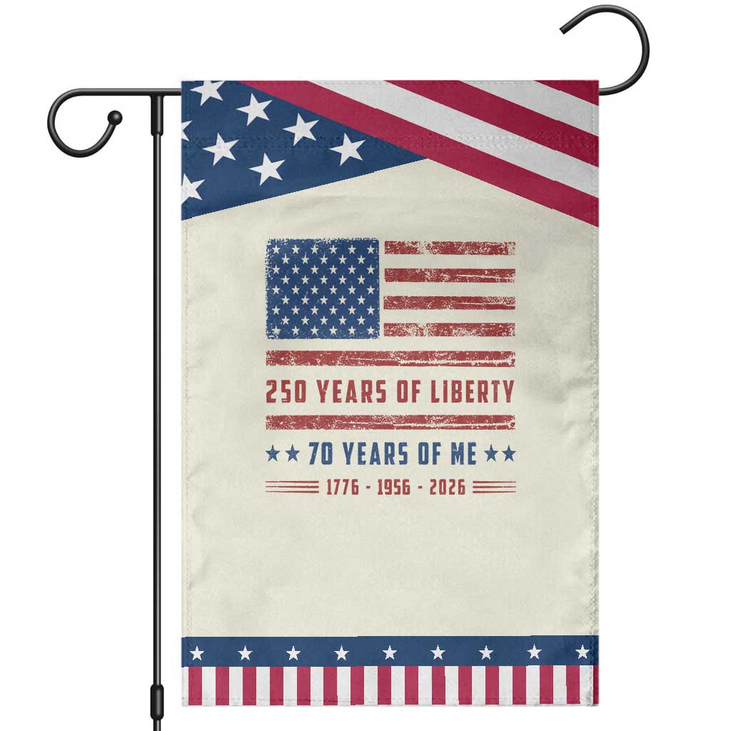 70th Birthday USA 250th Anniversary Patriotic Garden Flag 250 Years of Liberty 1956 70 Year Old Gift TS10 Modern Beige Blue Print Your Wear