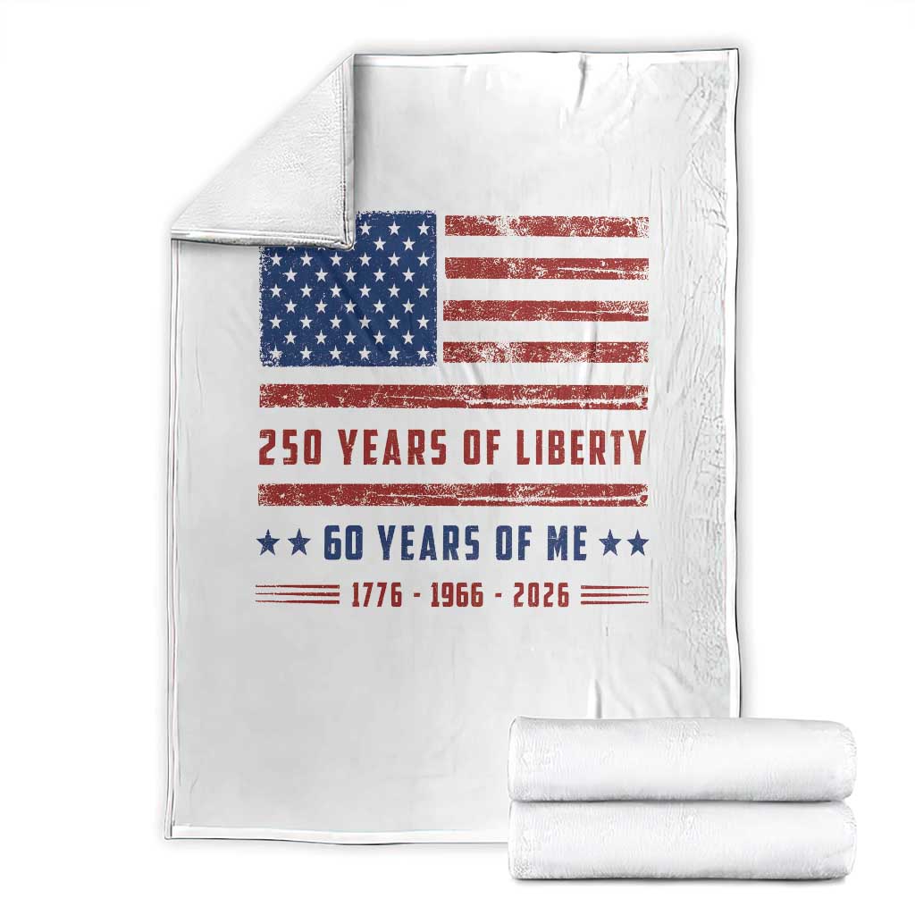 Patriotic 60th Birthday USA 250th Anniversary Throw Blanket 250 Years of Liberty 1966 60 Year Old Gift TS10 White Print Your Wear