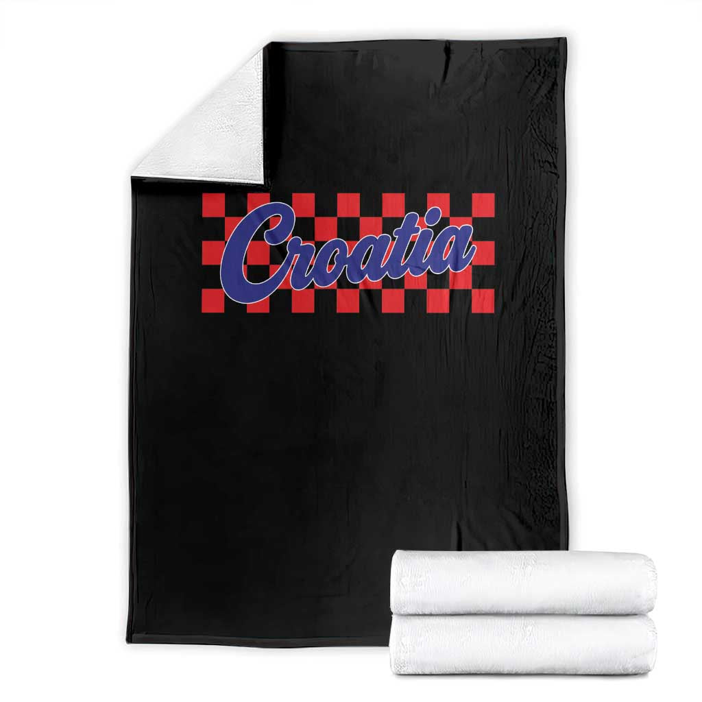 Croatia Throw Blanket Checkered Retro Hrvatska Zagreb Croatian TS10 Black Print Your Wear