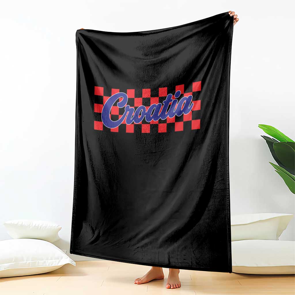 Croatia Throw Blanket Checkered Retro Hrvatska Zagreb Croatian TS10 Print Your Wear