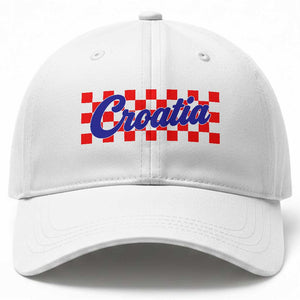 Croatia Baseball Cap Checkered Retro Hrvatska Zagreb Croatian TS10 Print Your Wear
