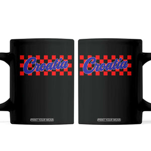 Croatia Coffee Mug Checkered Retro Hrvatska Zagreb Croatian TS10 Black Print Your Wear