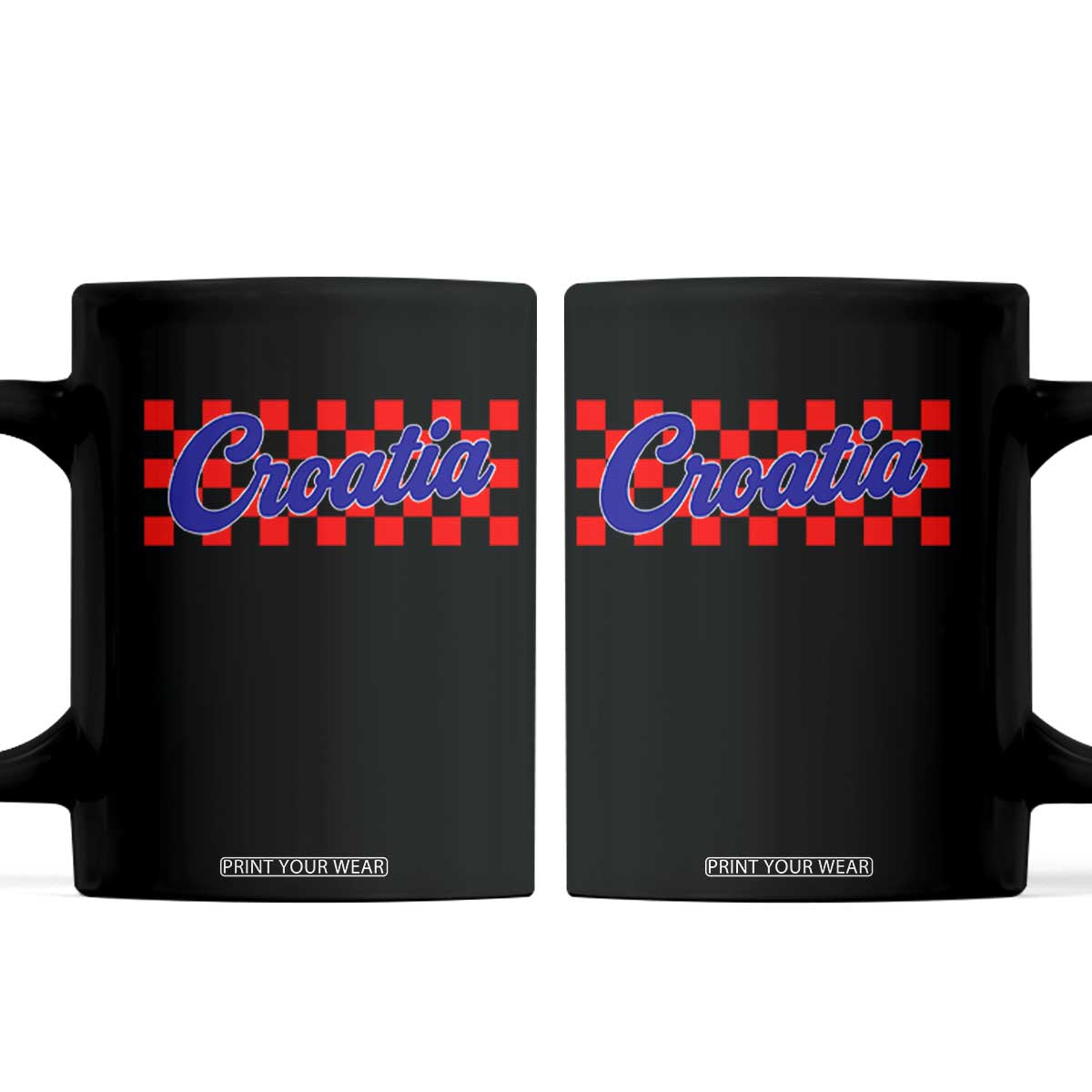 Croatia Coffee Mug Checkered Retro Hrvatska Zagreb Croatian TS10 Black Print Your Wear