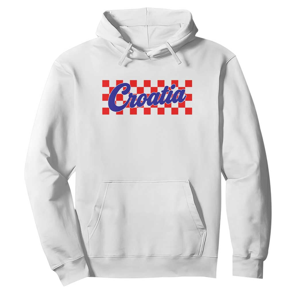 Croatia Hoodie Checkered Retro Hrvatska Zagreb Croatian TS10 White Print Your Wear